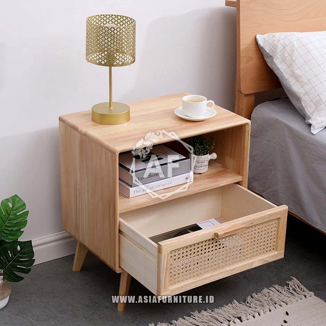 Meja Nakas Jati Rotan Minimalis Keren Asia Furniture ID