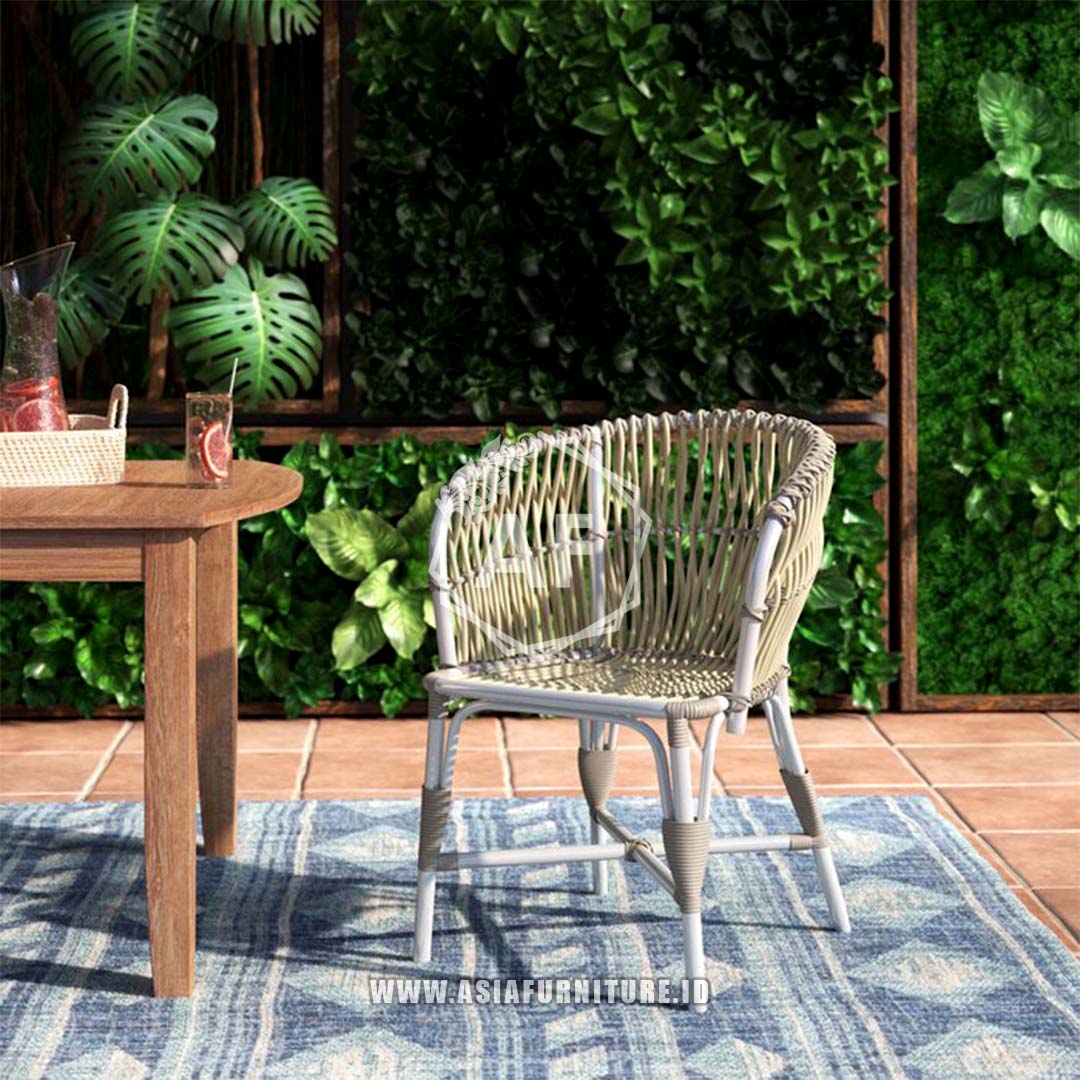 Kursi Cafe Rotan Putih Natural
