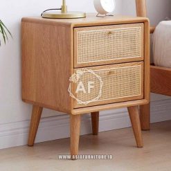 Meja Nakas Jati Rootan 2 Laci Mewah