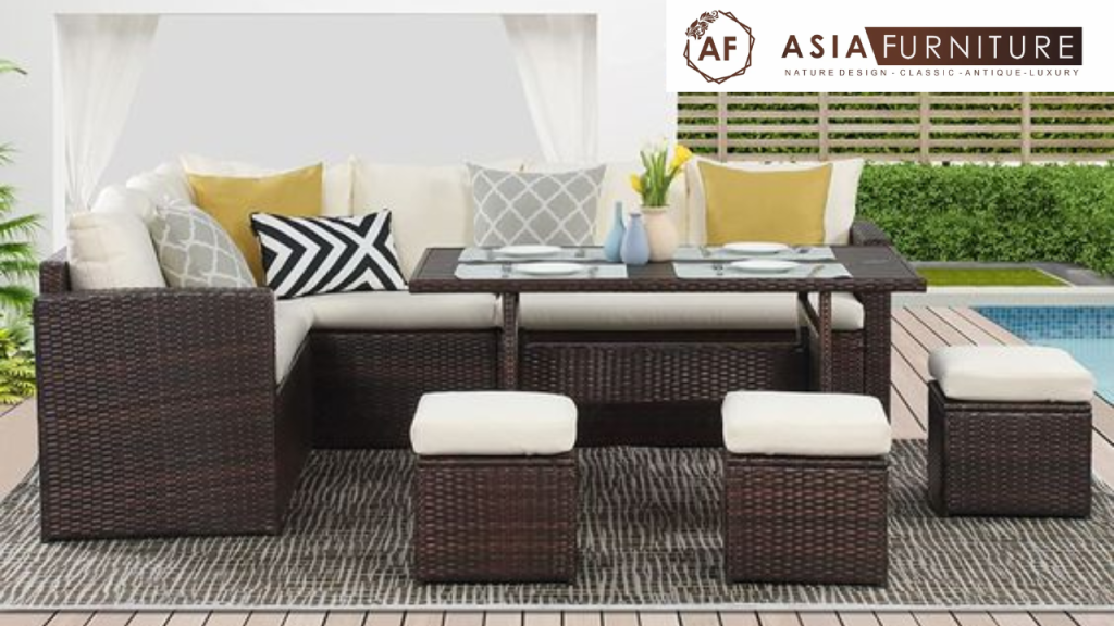 Sofa Lepas Rotan Sintetis untuk Ruang Santai Outdoor
