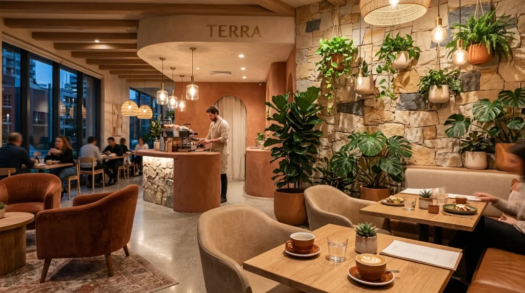 Earthy Tones Cafe Interior